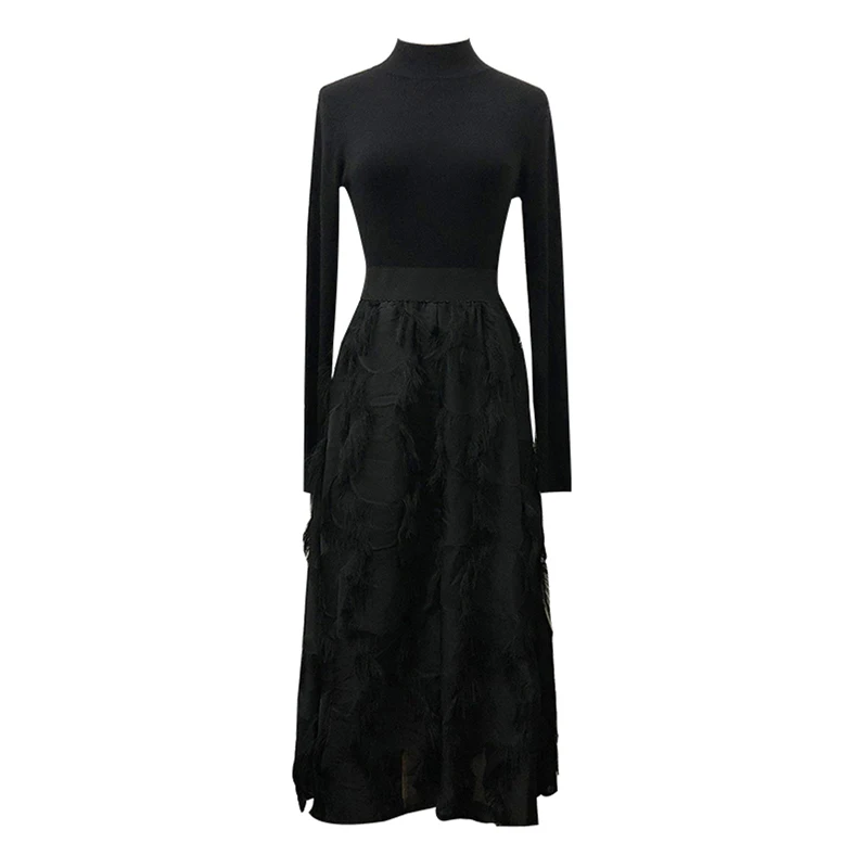 long sleeve fit and flare midi dress