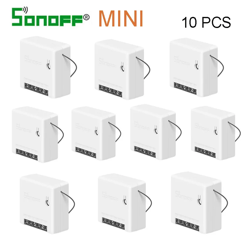 Sonoff mini 10 pcs SONOFF Мини Wifi DIY умный коммутатор Двусторонняя проводка модули домашней автоматизации совместимы с eWelink Alexa amazon Google Home - Комплект: Sonoff mini 10 pcs