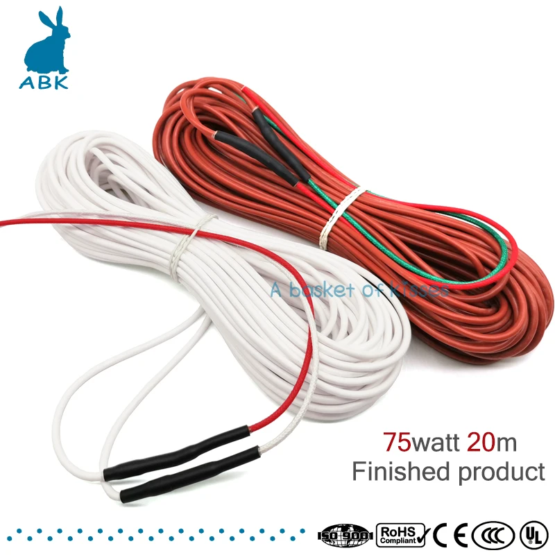 12K 20m 75w углеродное волокно силиконовый резиновый нагревательный кабель мягкий жесткий без излучения нагревательный провод теплый тепловой кабель электрическая тепловая линия