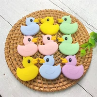 10pcs Baby Teething Toys Cartoon Mini duck Silicone Teether Beads Kids DIY Infant Nursing Pacifier Chain Toys 1