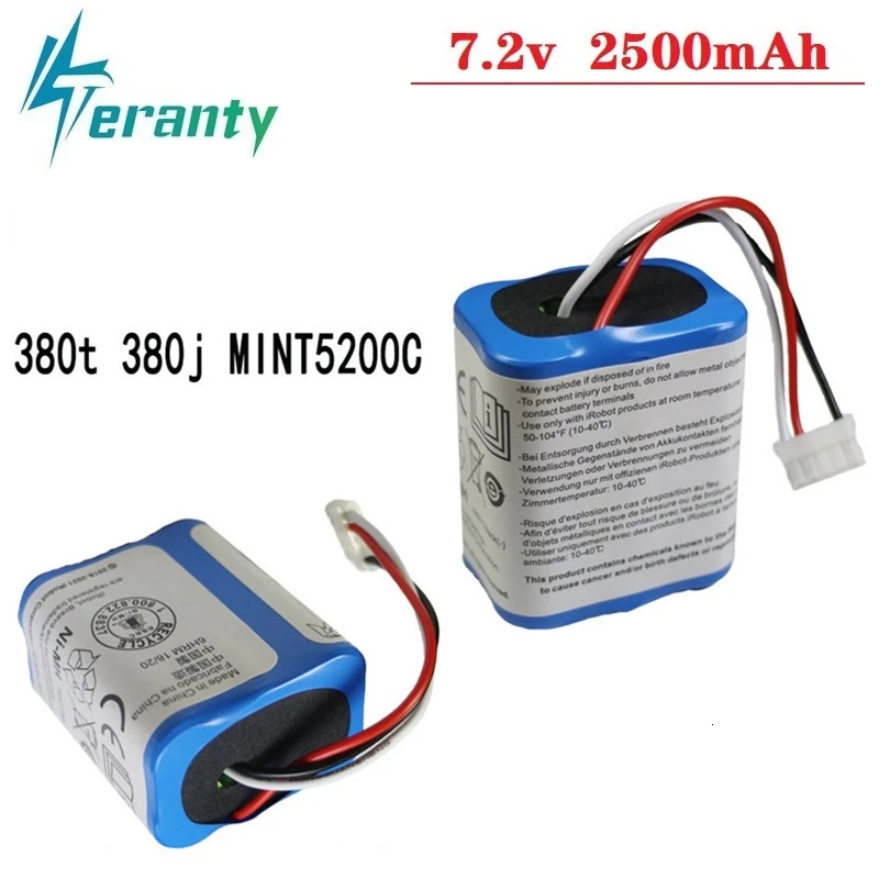 Оригинальная батарея 7,2 V 2500mAh для iRobot Roomba Braava 380 380T Mint 5200c Ni-MH 2500mAh 2.5Ah 7,2 v аккумуляторная батарея 2 шт