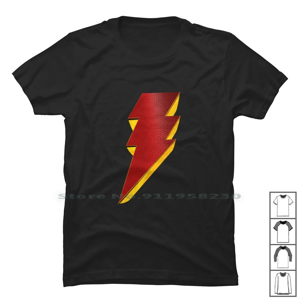 Shazam Red Thunderbolt T Shirt 100% Cotton Collection Thunder Kids Derb Bolt Red New Hot Am