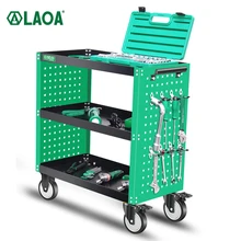 LAOA Three-layer Trolley Professional Tool Cart With Pegboard Thickened Hanging Board and Silent Wheel Cabinet Repair Trolley