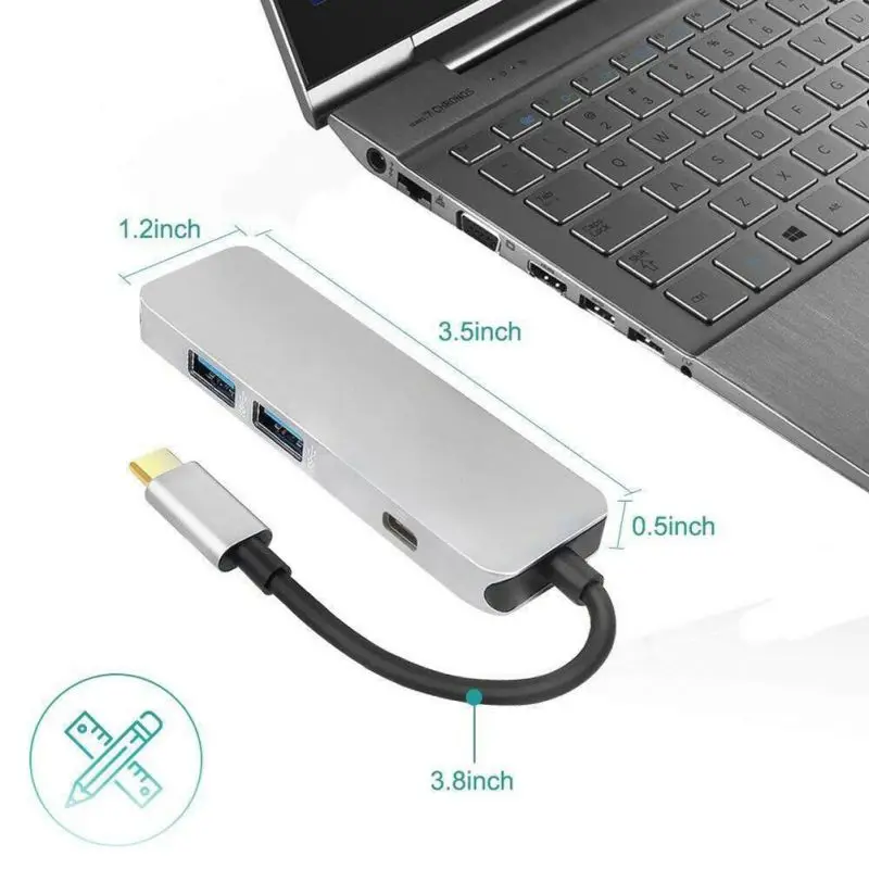 4 в 1 концентратор адаптер USB C к HDMI адаптер с 4K USB-C к USB 3,0 type C к USB 2,0 100 Вт PD зарядное устройство для MacBook Pro /