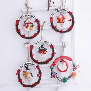 

Merry Christmas Wreath Hanging Decorative Sign Front Door Pendant Holiday Display Decorations Kerst Decoratie New Year