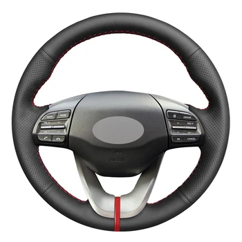 

Black PU Faux Leather DIY Hand-stitched Car Steering Wheel Cover for Hyundai Veloster 2019 i30 2017-2019 Elantra 2019