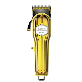 

Adjustable Cutter Head Rechargeable Electric Clippers Km-1976 Professional Noise Reduction Haircut Golden