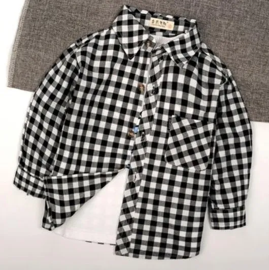 Only shirt Лидер продаж, рубашки для маленьких мальчиков коллекция года, модные хлопковые топы для мальчиков и девочек, одежда на весну-осень, Клетчатая блузка рубашка для детей, От 1 до 10 лет - Цвет: Only shirt