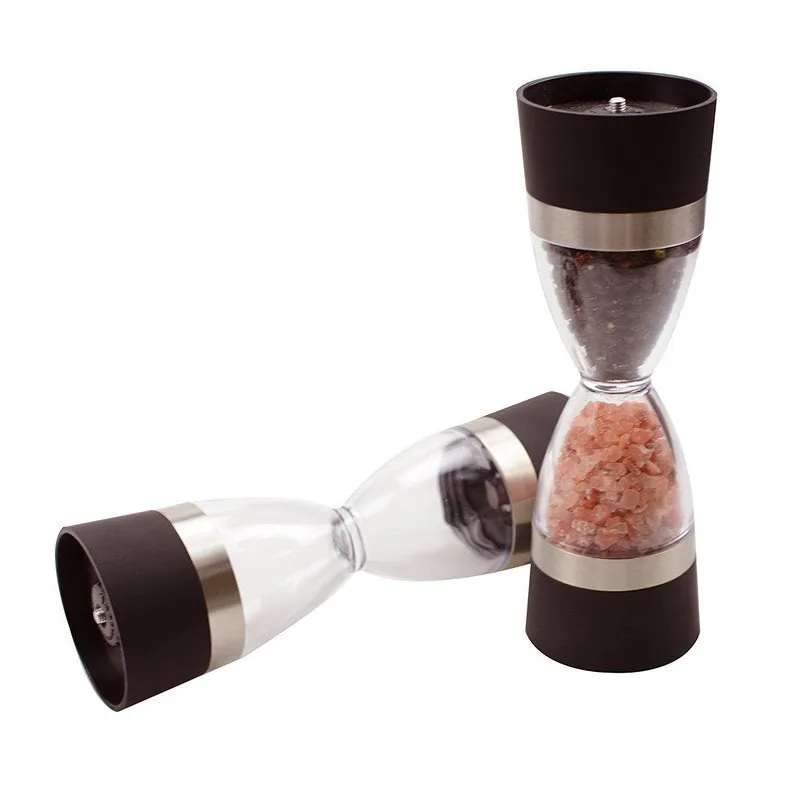 2 in 1 Hourglass Shape Manual Salt Pepper Mill Spice Grinder Pepper