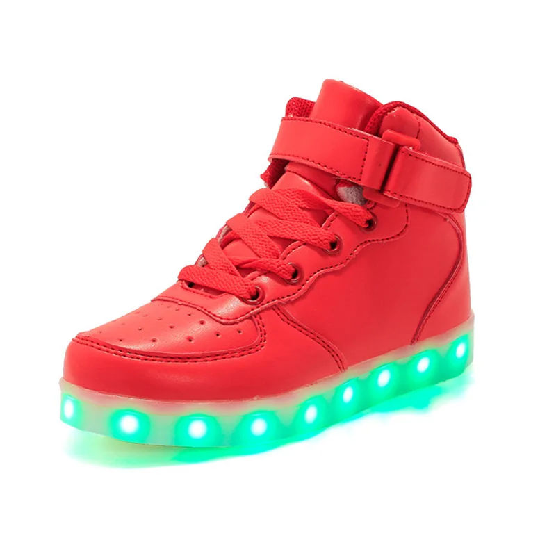 Новые детские туфли светильник ed зарядка через usb обувь для мальчиков и девочек с