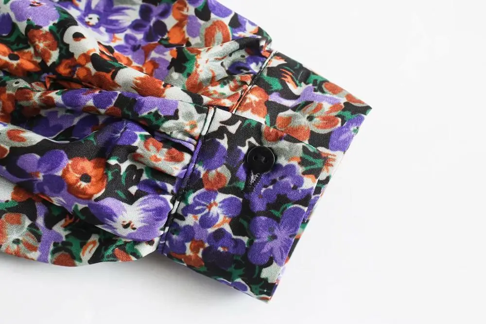 Tanie Nowe kobiety w stylu vintage, w kwiaty drukuj w pasie mini sukienka kobiece zakładki latarnia rękaw vestidos swobodny szyk wąskie sukienki DS3226