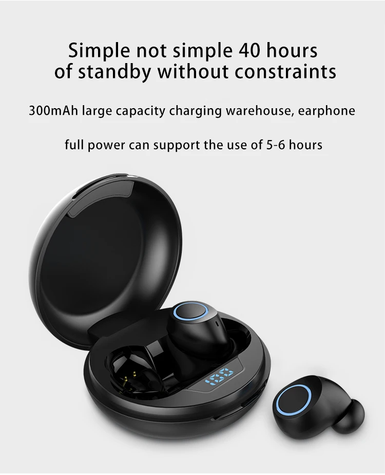 Мини TWS Bluetooth 5,0 наушники 8D объемные стерео настоящие беспроводные наушники светодиодный цифровой дисплей наушники с микрофоном гарнитура
