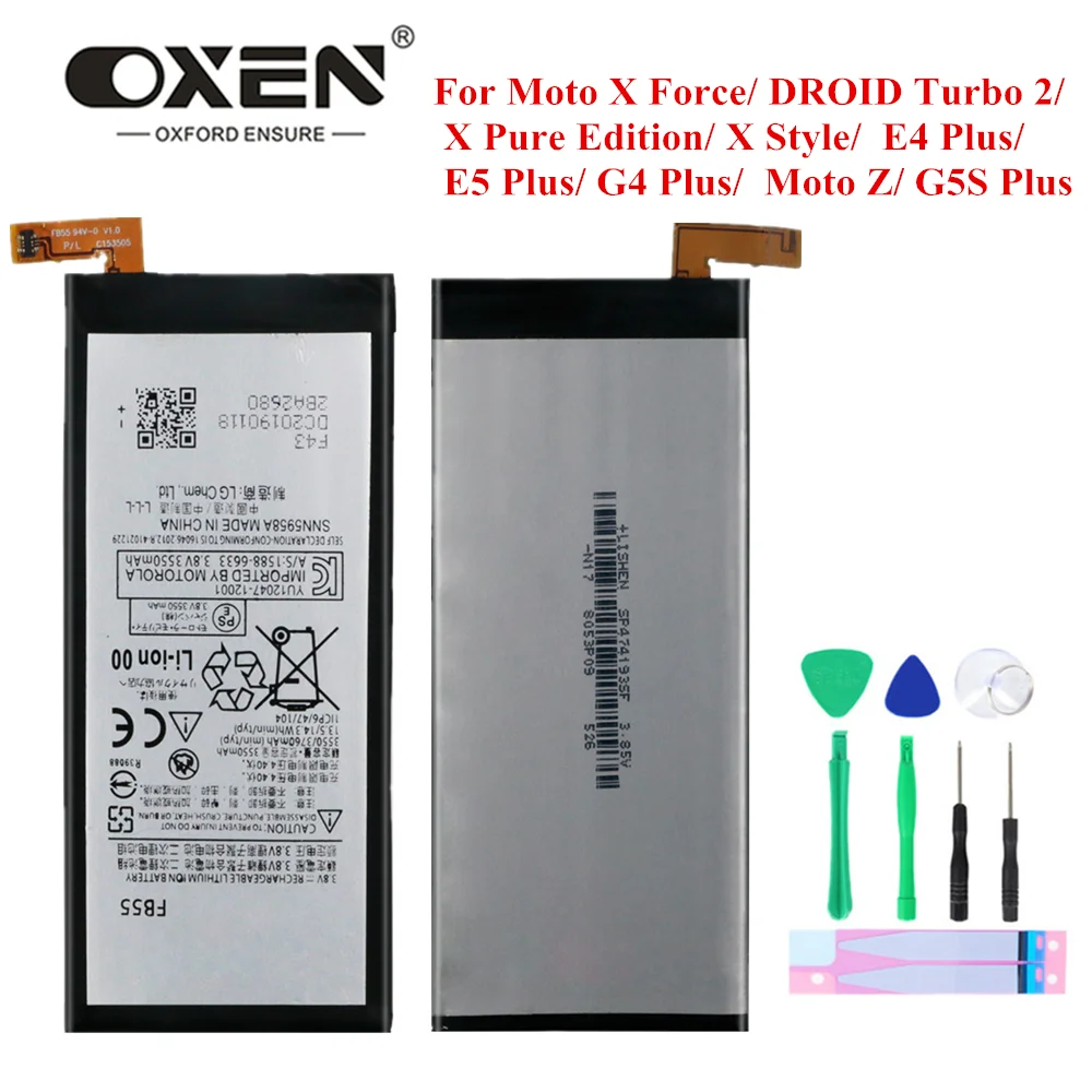 Аккумулятор OXEN FX30 FB55 HE50 GA40 GV40 HG30 ED30 для Motorola Moto X Force Pure Edition Style Z DROID Turbo 2 E4 G4 G5S Plus G G2 |