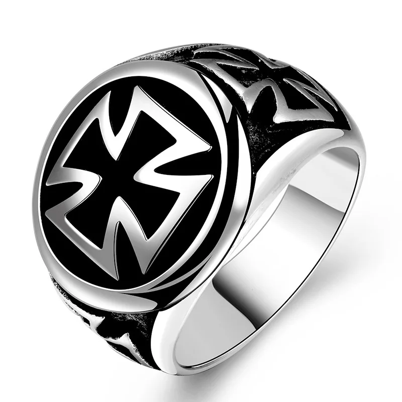 FDLK Classic Retro Cross Ring Fashion Punk Style Men Ring 