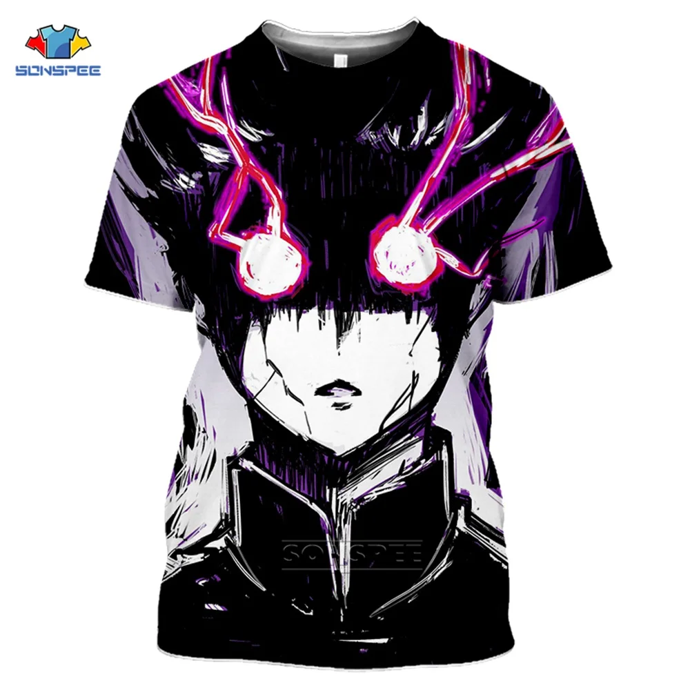 

SONSPEE Anime 3D Print Punk T-Shirt Funny Mob Psycho 100 Cartoon Casual Tops Tees Cute Mens T-shirt Homme Casual Short Sleeve