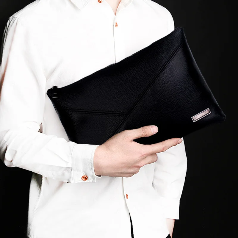 

New Style One-Shoulder Casual MEN'S Real-leather Bag Retro Trend of Fashion Clutch Bag Cross Paint Wear-Resistant Zipper Handbag