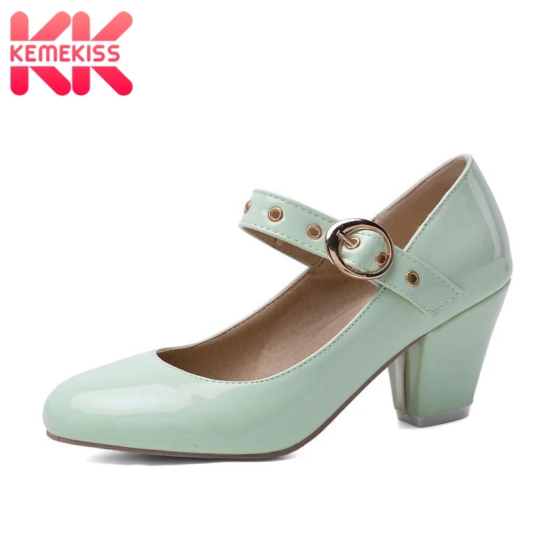 

KemeKiss Plus Size 32-48 Women Pumps Fashion Buckle High Heel Shoes Women Summer Spring Round Toe Casual Party Bridals Footwear