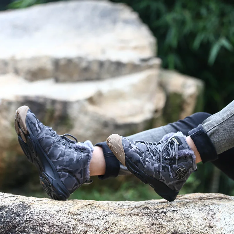 Зимняя AliExpress обувь; спортивная обувь для альпинизма; Мужская обувь; большие размеры; камуфляжная обувь из хлопка; M1908