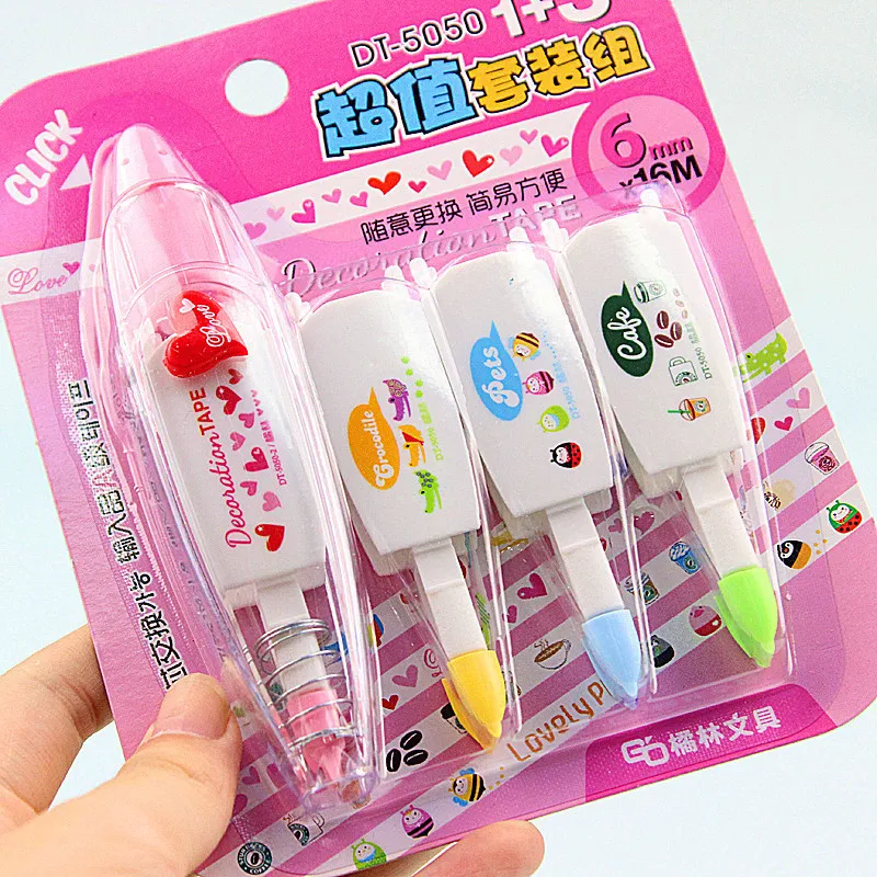 Correction Tapes Refill set 4pcs Lovely Decoration Click Corrective Tape Stationery Office Correcting School Supplies F578 correction tape correction supplies