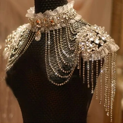 NEW 2022 INS Bridal Chain Tassel Shoulder Strap Bride Beads Lace Jewelry Crystal Accessories Wedding Necklace Jewerly