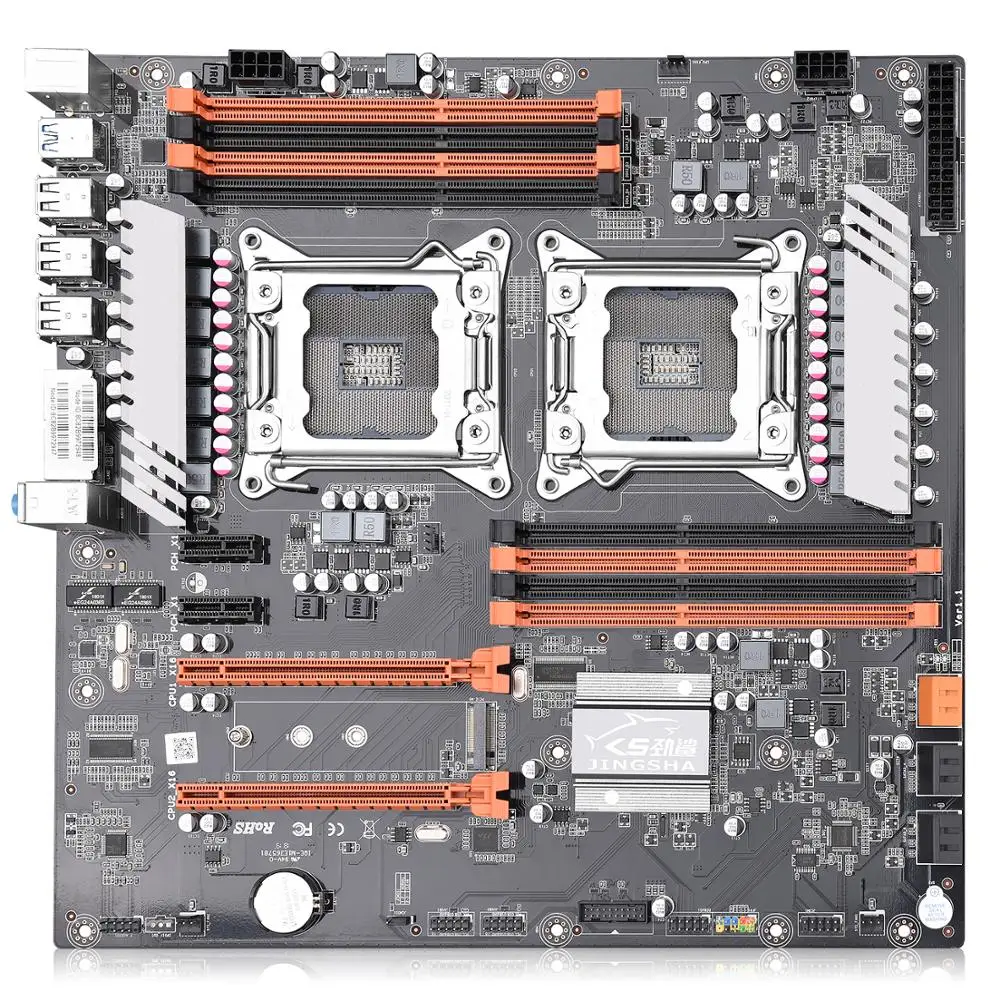 Фото Материнская плата X79 с двумя процессорами, материнская плата E-ATX LGA2011 M.2 NVME SATA3.0 E-ATX 8 DDR3 2 PCI-E 16X3.0 e5 2680 V2 Crossfire №2