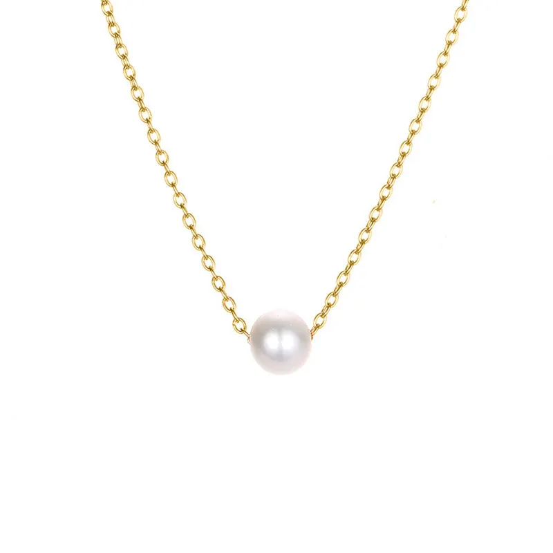 Imitation Pearl Invisible Transparent Thin Line Simple Choker Necklace Women Jewelry Collana Kolye Bijoux Collares Collier Femme 