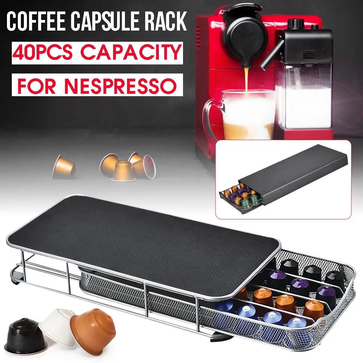 40 чашек для кофейных капсул Nespresso, вращающийся держатель для капсул, железный органайзер для кофе, аксессуары