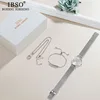IBSO Women Quartz Watch Set Crystal Design Bracelet Necklace Watch Sets Female Jewelry Fashion Silver Luxury Watch Lady's Gift 2