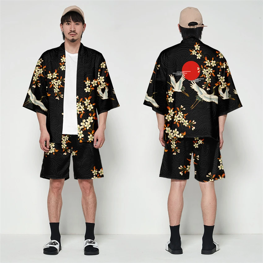 Кимоно для мужчин Haori японский стиль юката мужской костюм самурая кардиган