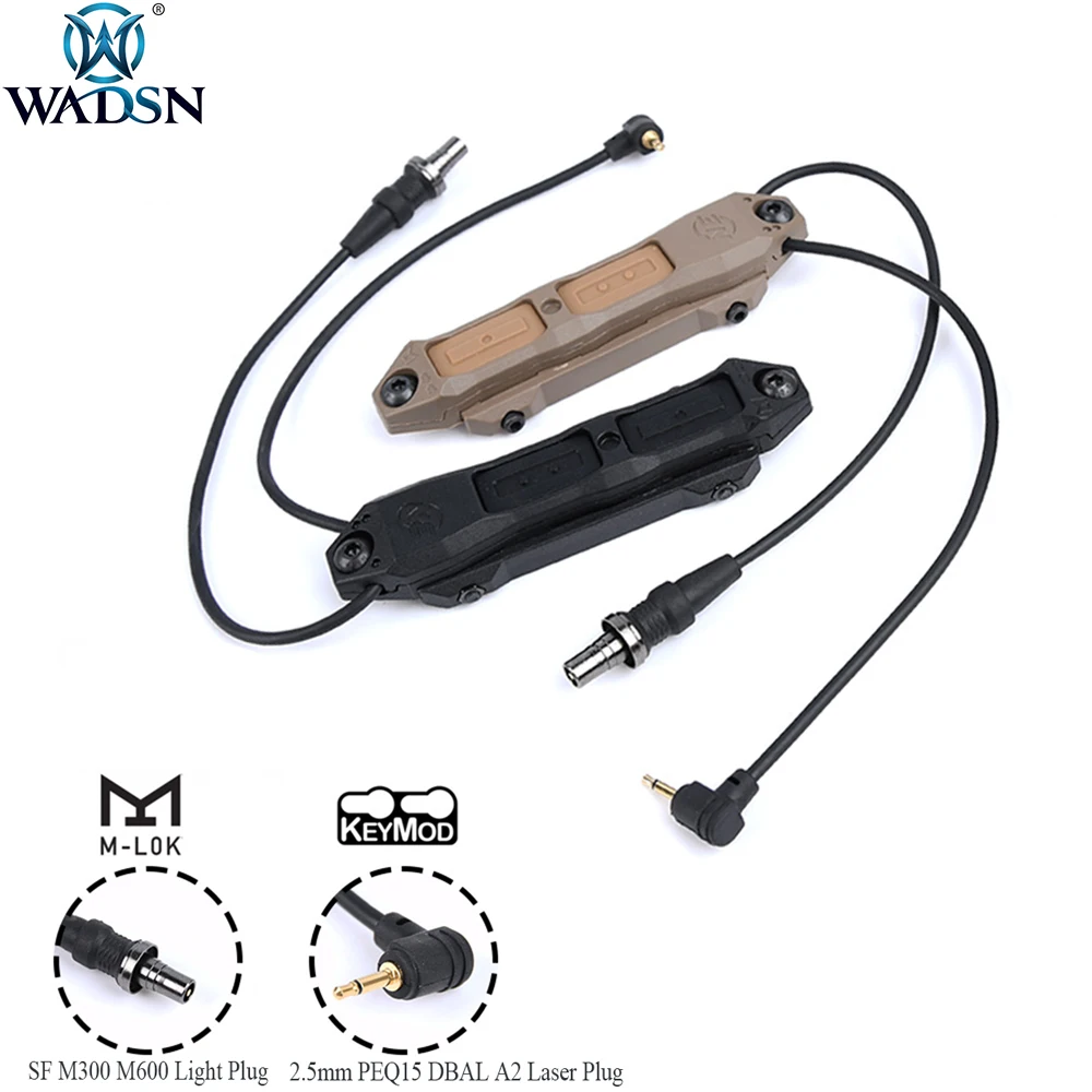 WADSN Tactical Augmented Pressure Double Switch Button For PEQ15 DBAL-A2 Laser M300 M600 Weapon Light Fit Keymod M-Lok 20mm Rail