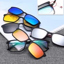 Поляризованные солнцезащитные очки для мужчин и женщин с магнитным зажимом TR90 оптические очки кошачий глаз по рецепту полная оправа водительские очки
