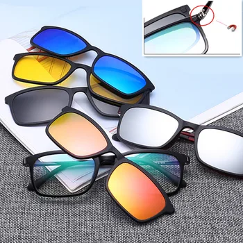 

Polarized Sunglasses Men Women Magnetic Clip On Glasses TR90 Optical Prescription Cat eye Eyewear Full Frame Driver Goggles