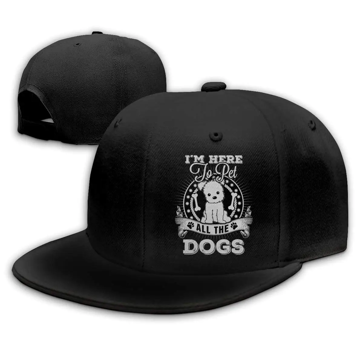 I'm Here to Pet TSDFCThe собаки мужчины Snapback Плоская бейсболка Регулируемая черная