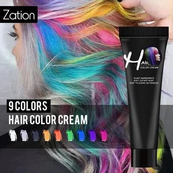 

Zation Not Hurt Hair Fast Hair Coloring Hot Fashion Salon Hair Dye Punk Permanent Light Gray Color Cream 9 Colors Hair Dye