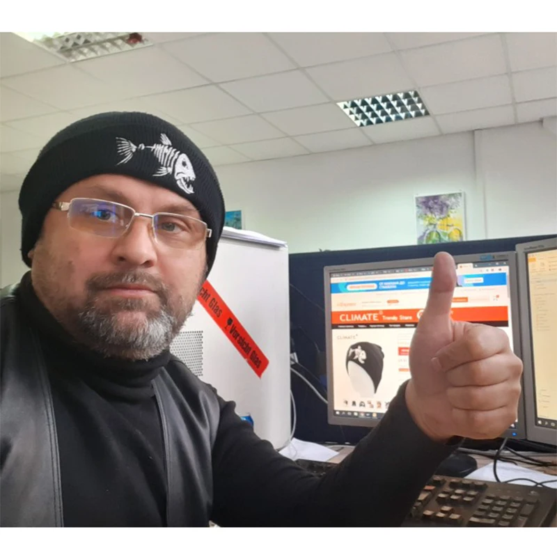 Климата рыбы рыбной кости шапка бини для зимней рыбалки теплая шапочка черные