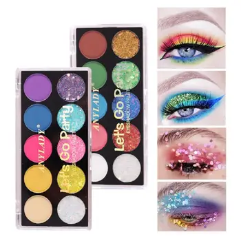 

Anylady 10 Colors Diamond Eye Shadow Lasting Waterproof Easy to Wear Eyeshadow Matte Metallic Sequin Brighten Eye Makeup TSLM1