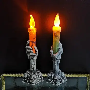 

Halloween Skeleton Ghost Hand Flameless Electronic Candle Led Light Plastic Lamp Fake Candles Halloween Luces Led decoracion