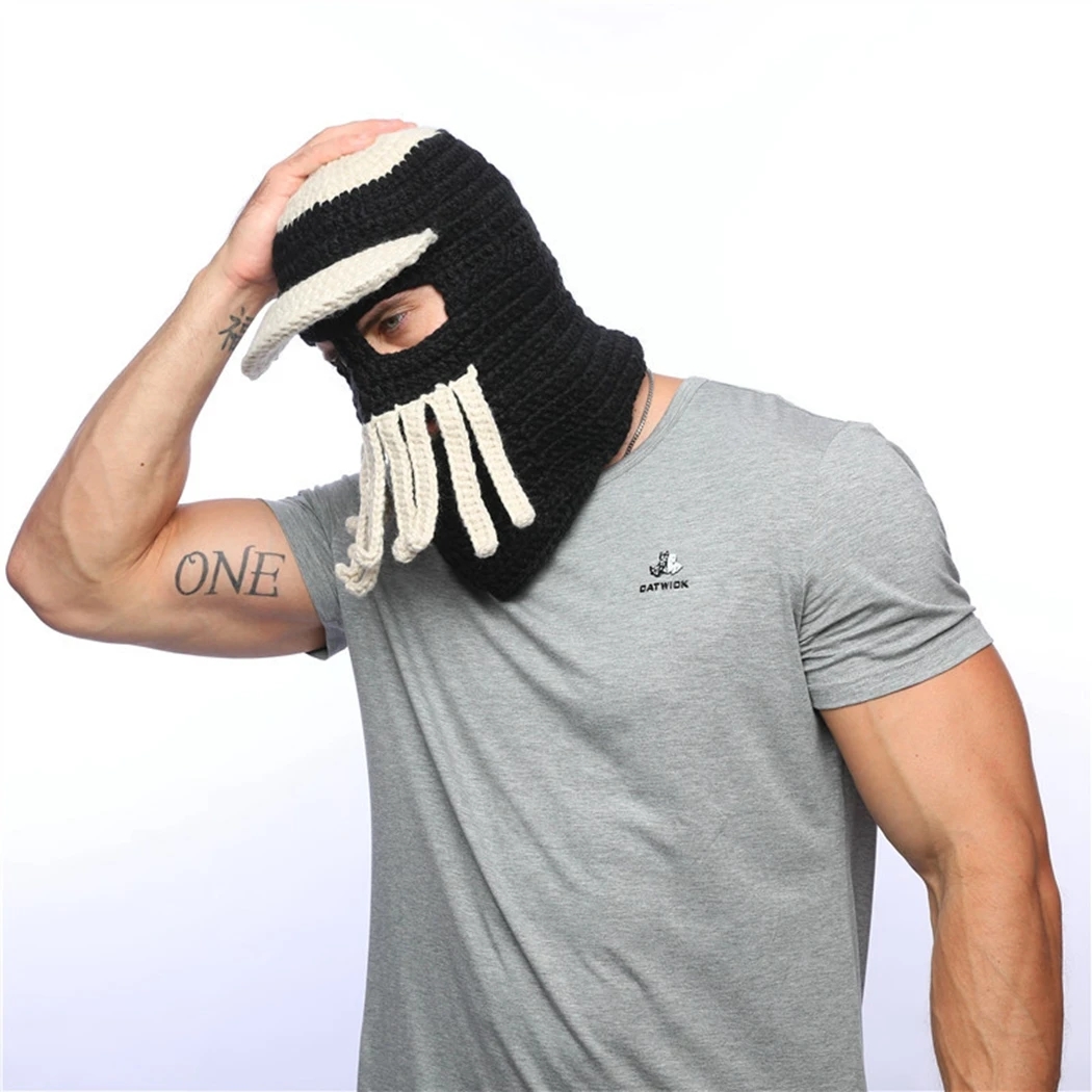 Хэллоуин Bad Guy варварский Косплей Костюм бини зимний теплый дышащий Skullies шапка Забавный капот вязаная шапка Touca