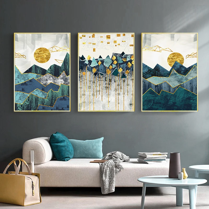 5D Diamond Painting Golden Mountain Sunrise Cross Stitch Kits Full