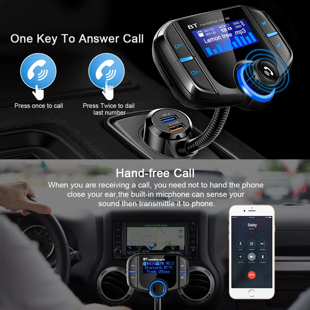 Prazata Bluetooth fm-передатчик модулятор Автомобильный AUX Авто передатчик ТВ Радио двойной USB QC3.0 Беспроводной MP3 плеер Зарядное устройство адаптер