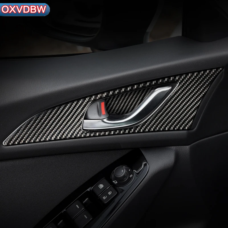 Для MAZDA 3 Axela аксессуары двери внутренняя ручка панель украсить углеродное волокно автомобильной внутренняя отделка наклейки