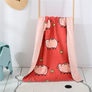 

Towel Travel Office Sofa Bedspread Knee Blanket Soft Stroller Cover Baby Quilt Double Sided Blanket Fleece Kids Cartoon Blanket
