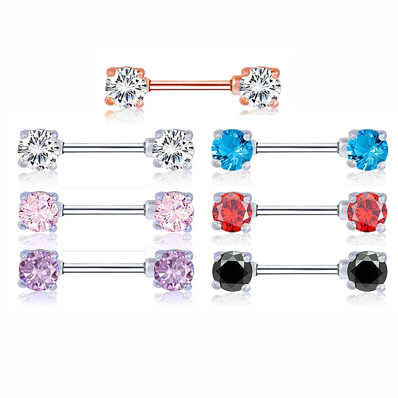 Elegant Opal Crystal Stainless Steel Nipple Piercing Jewelry Set