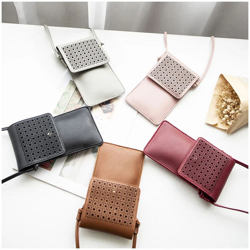 Phander Touchable PU Leather Change Bag Hollow Out Designed Touch Screen Cell Phone Purse Smartphone Wallet Coin Crossbody Bags|Top-Handle Bags| - AliExpress