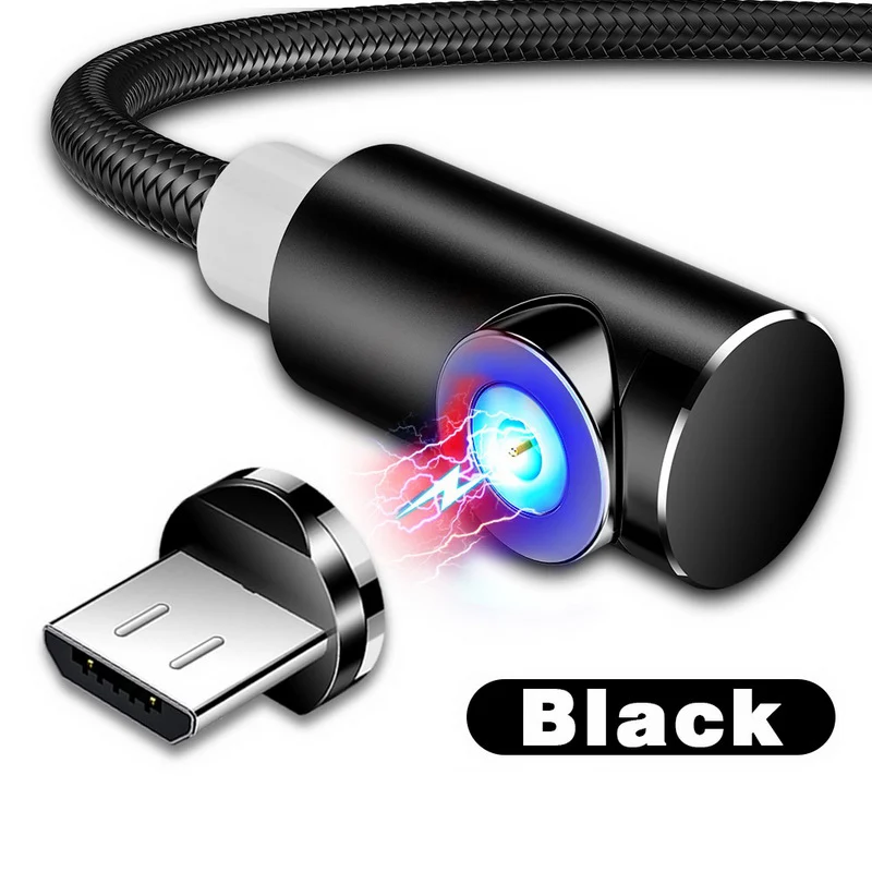 Black GTWIN Магнитный кабель для быстрой зарядки Micro usb type C зарядное устройство для iPhone XS Max X XR 6S samsung S10 S9 S8 Магнитный нейлоновый кабель Шнур - Цвет: Black