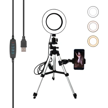 

16CM Led Selfie Ring Light Phone Tripod Holder Bluetooth Remote Lamp Photo Ringlight Photography Lighting TikTok Youtube Live