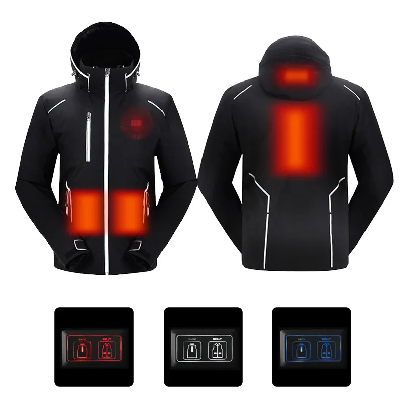 

2019 Men Winter Ski Suit USB Heated Hooded Jacket Male Outdoor Waterproof Windproof Breathable Thermal Snowboard Coat SA-8