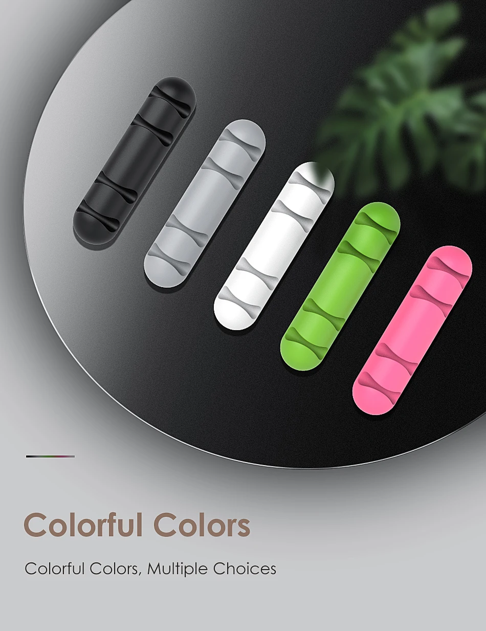 !ACCEZZ 5pcs USB Cable Organizer Wire Winder Holder Earphone Mouse Cord Silicone Clip Phone Cables Line Desktop Line Management (10)