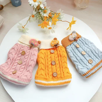 

Winter Dog Clothes Twist Button Pets Outfits Warm Clothes for Small Dogs Cat Costumes Coat Jacket Puppy Sweater Dogs New