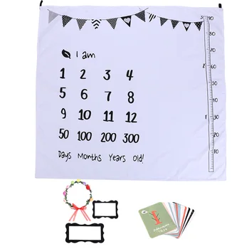 

Baby Milestone Photography Blanket Background Cloth Props Rose Garland Set